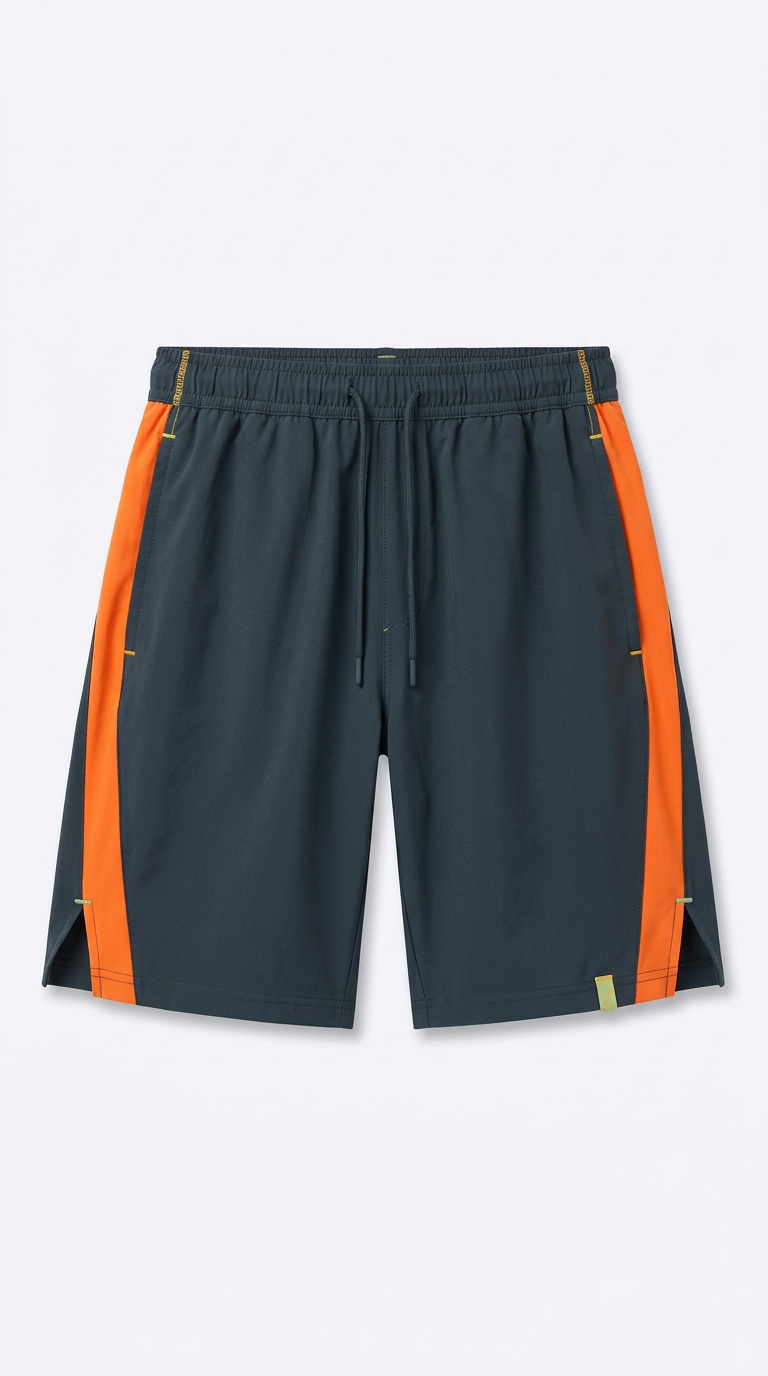 Moisture-Wicking Track Shorts Orange Stripe